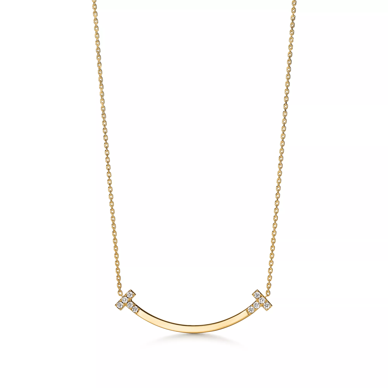 Smile Medium Pendant in Yellow Gold with Diamonds
