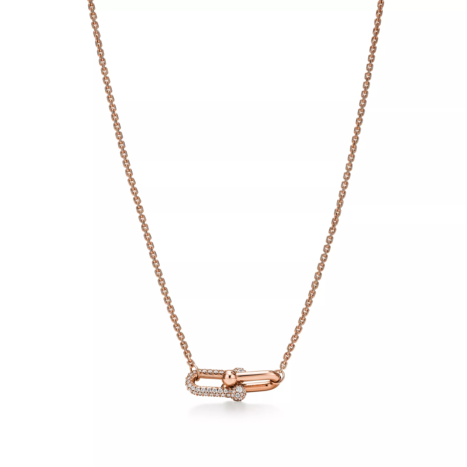 Double Link Pendant in Rose Gold with Diamonds