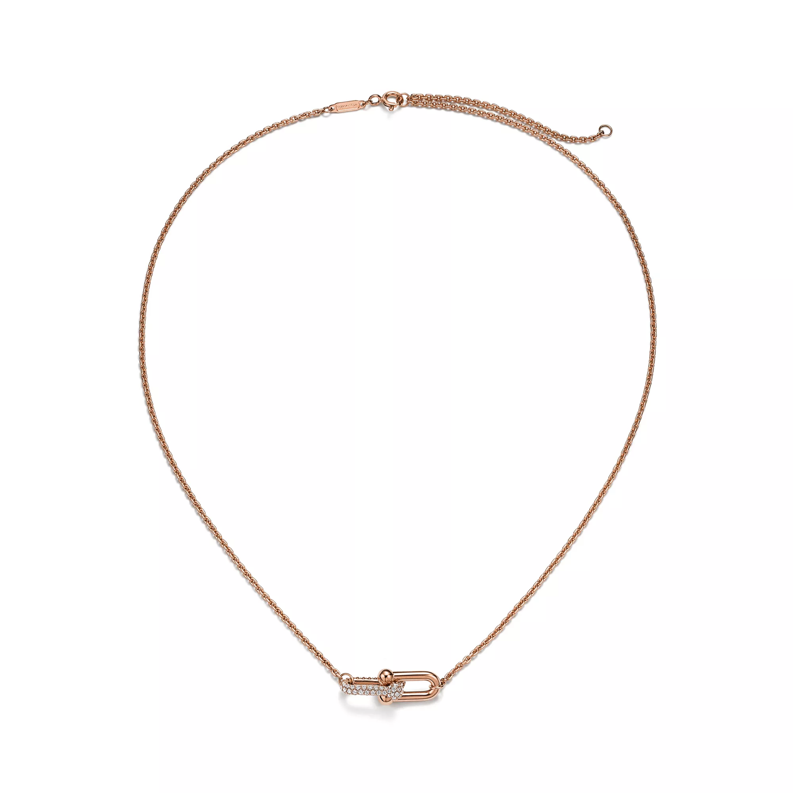 Double Link Pendant in Rose Gold with Diamonds