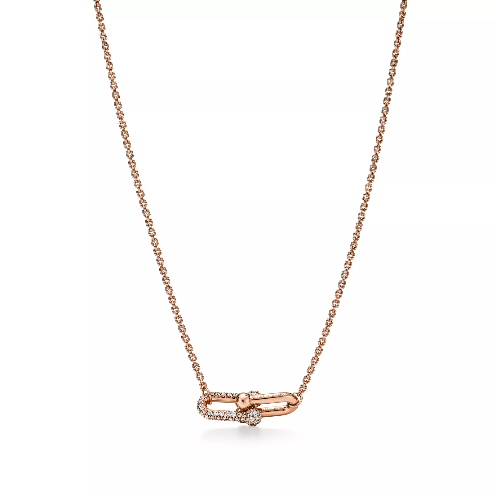 Double Link Pendant in Rose Gold with Diamonds