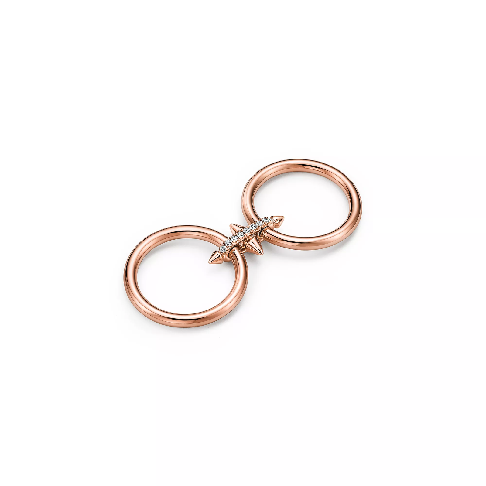 Two-row Ring in Rose Gold with Diamonds