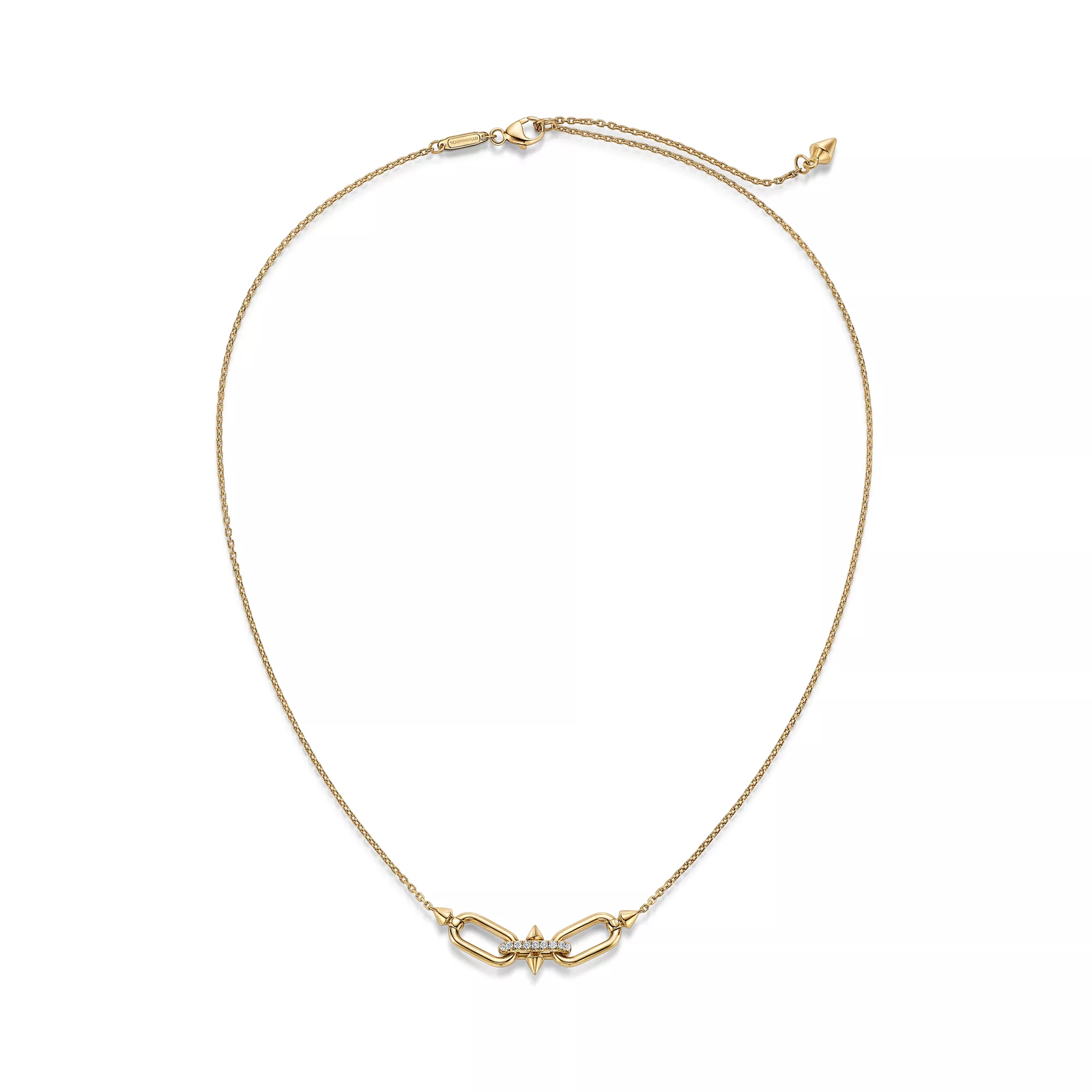East West Pendant in Gold with Diamonds