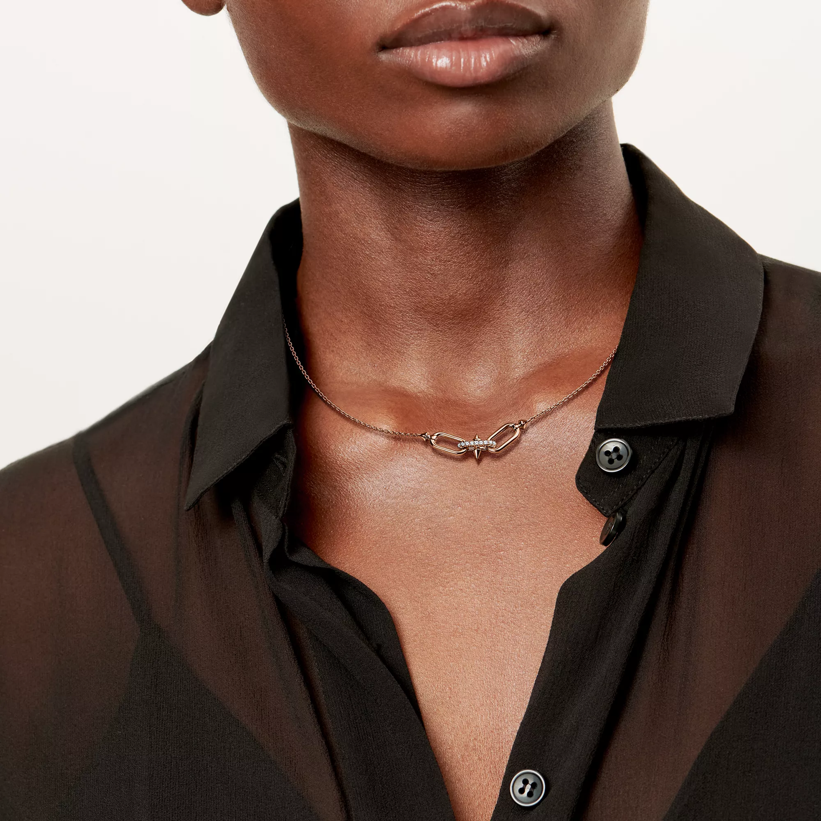East West Pendant in Rose Gold with Diamonds