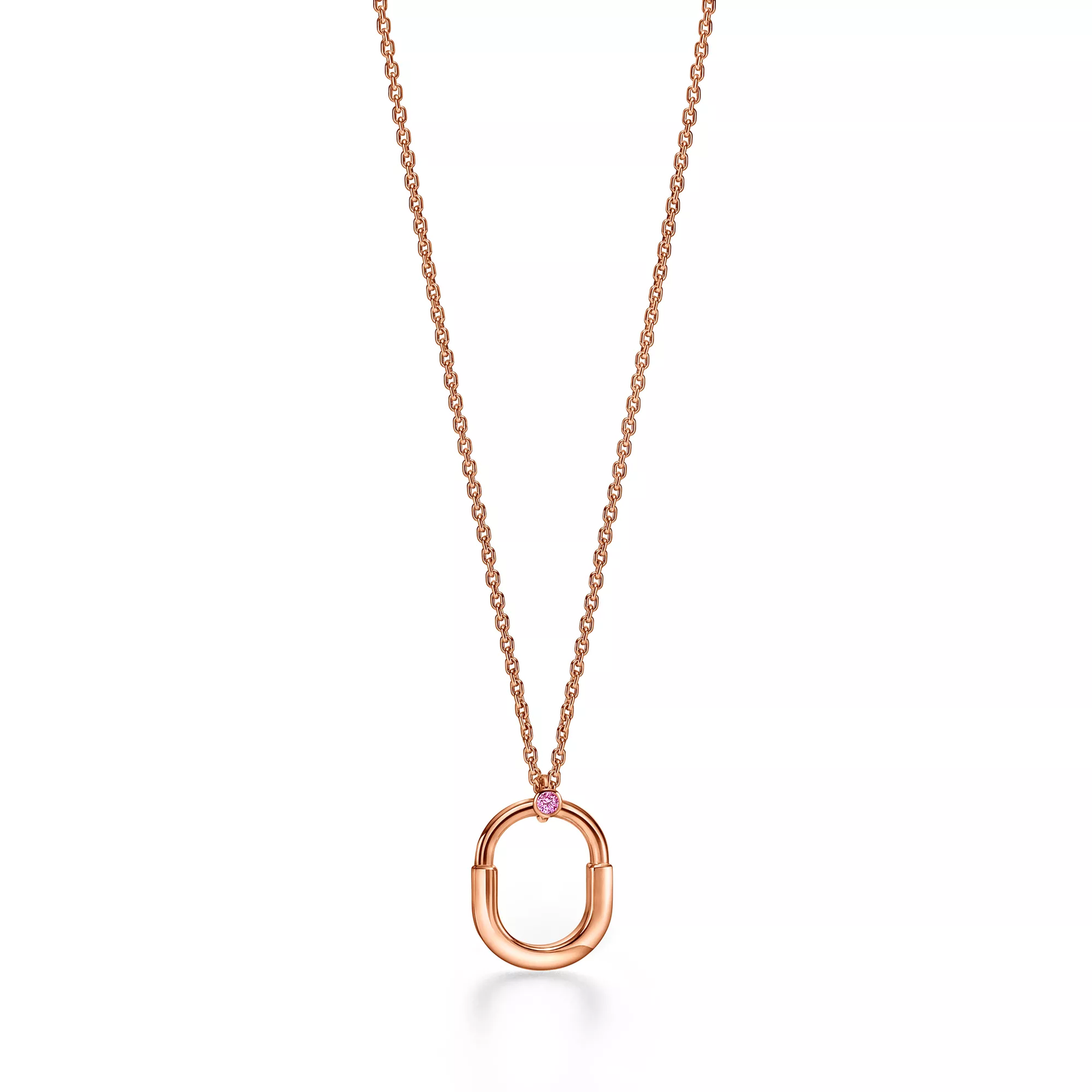 Small Pendant in Rose Gold with a Pink Sapphire