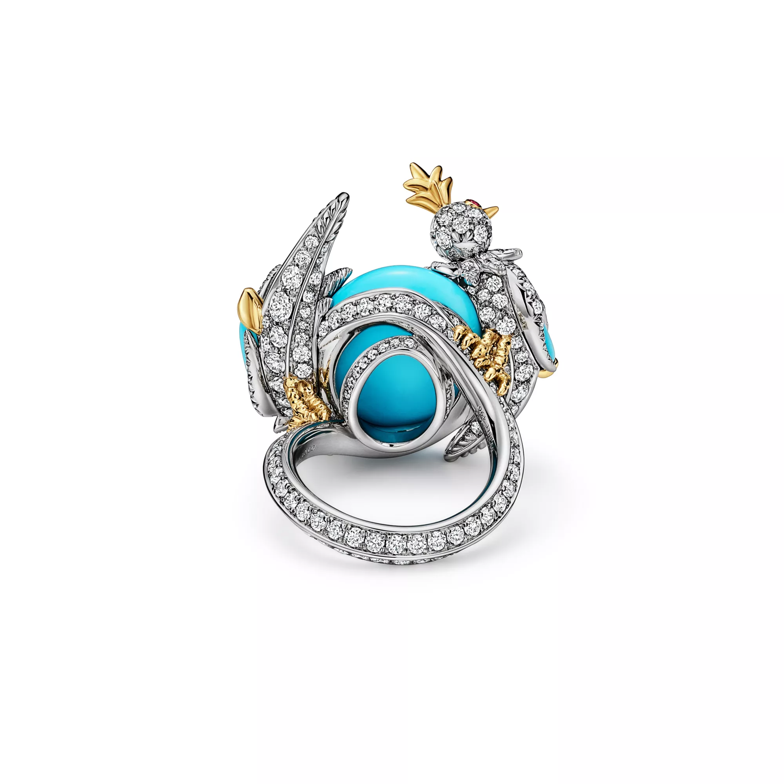 Wrap Ring in Platinum and Gold with Turquoise and Diamonds