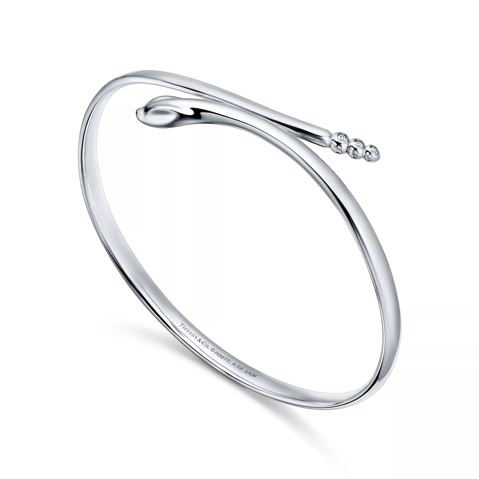 Snake Bangle in Platinum with Diamonds