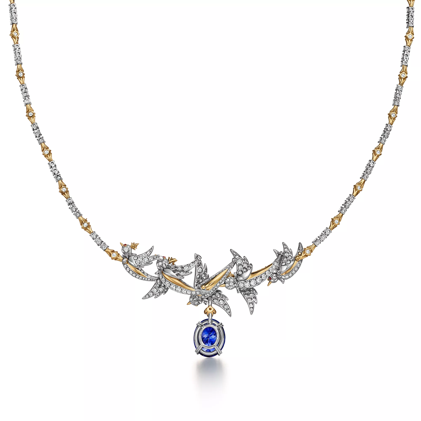 Necklace in Platinum & Gold with Tanzanite & Diamonds
