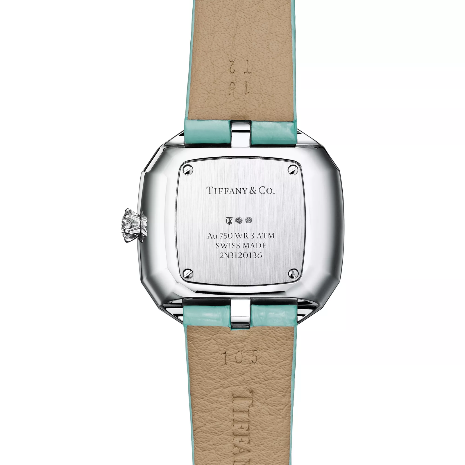 28 mm Cushion-shaped Watch in White Gold with Diamonds and a Mother-of-pearl Dial