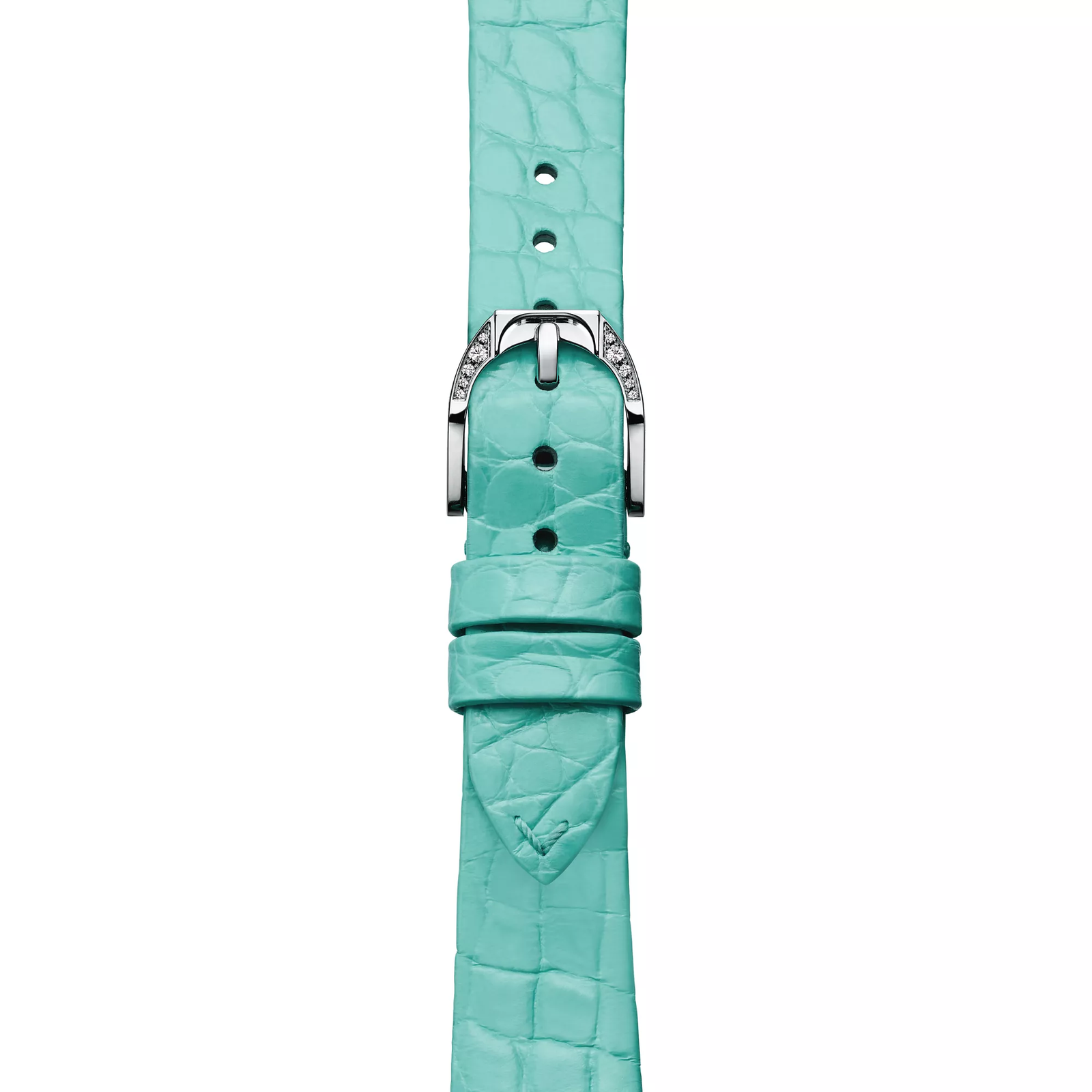 28 mm Cushion-shaped Watch in White Gold with Diamonds and a Mother-of-pearl Dial