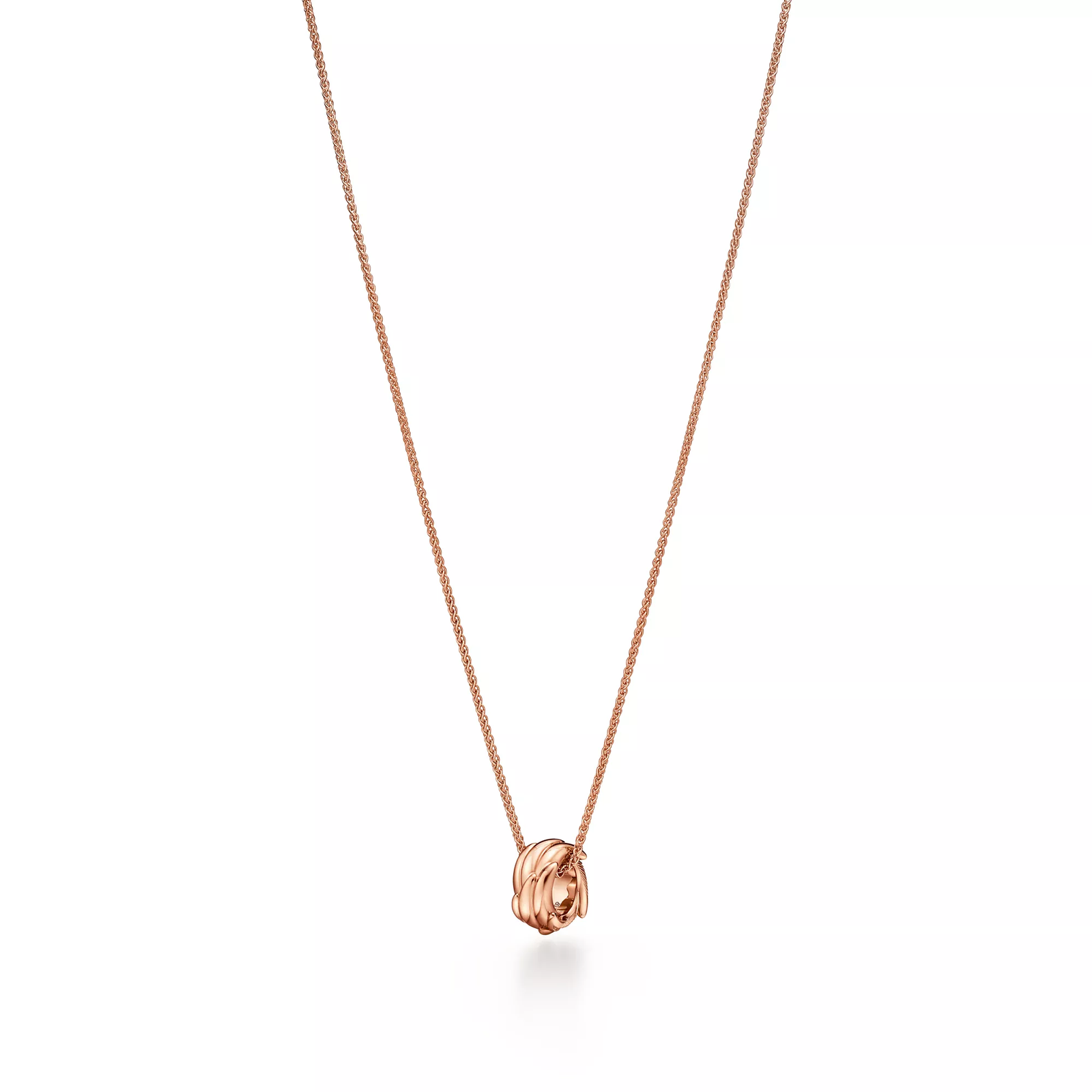 Wings Rolo Pendant in Rose Gold with Diamonds