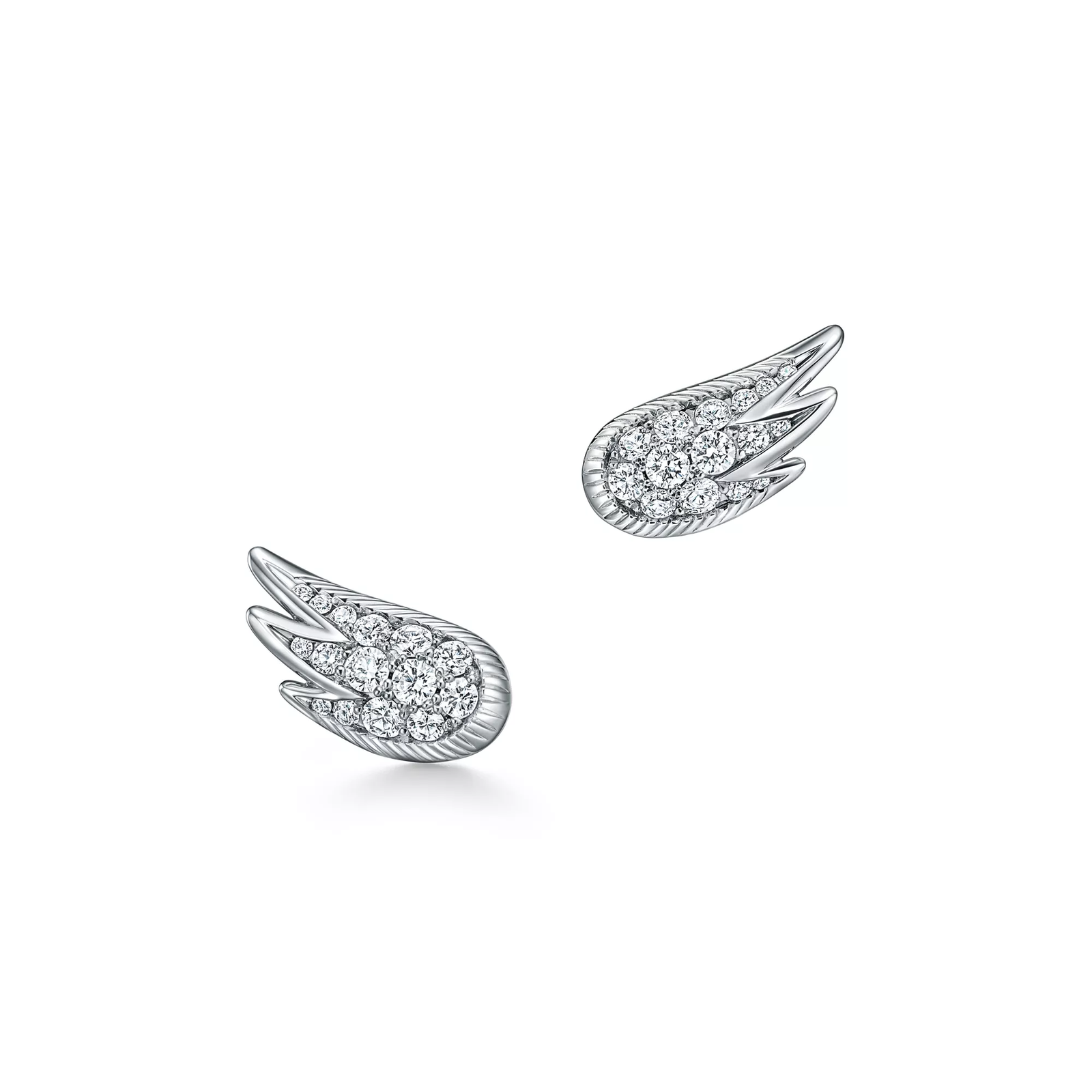 Wings Drop Earrings in Platinum with Diamonds