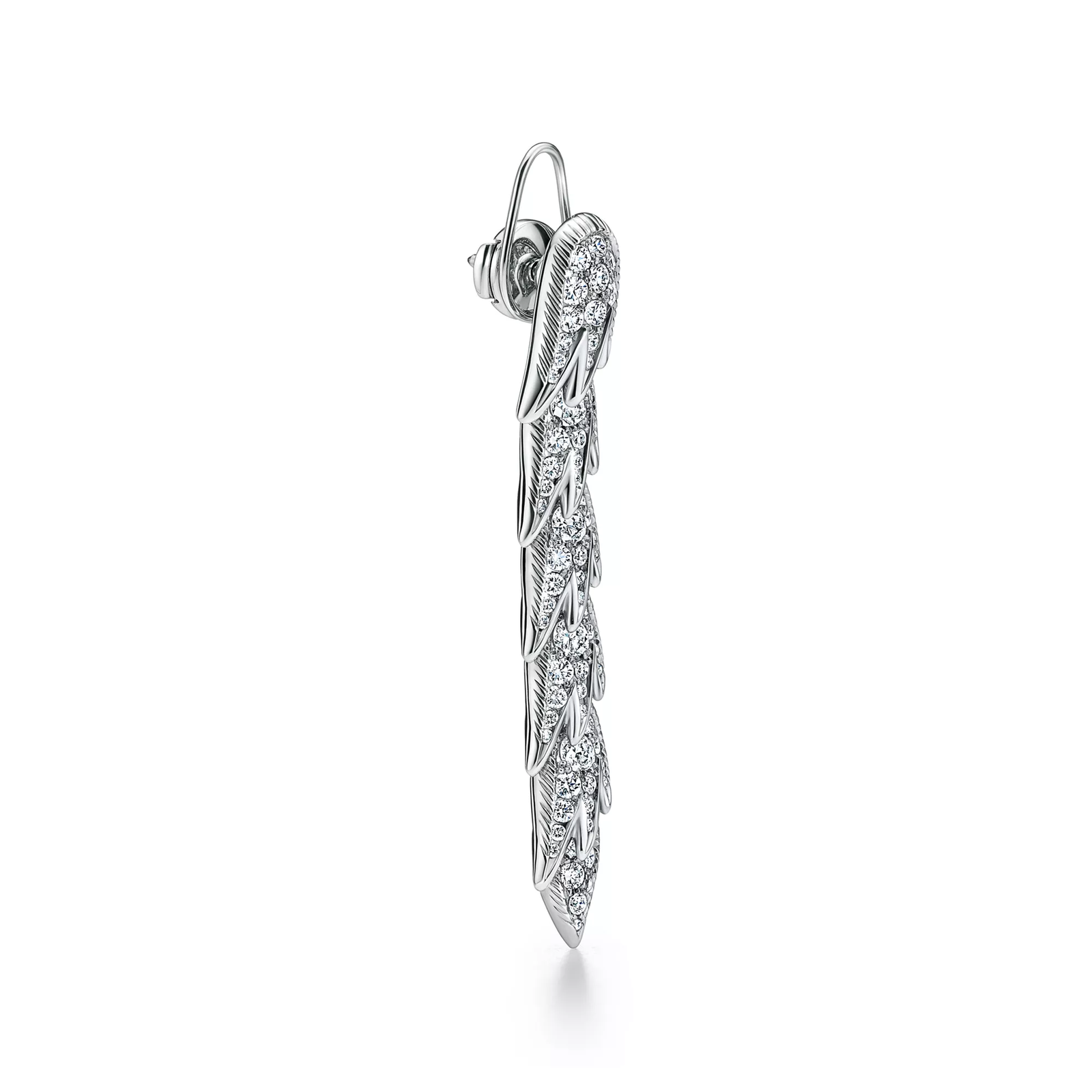 Wings Drop Earrings in Platinum with Diamonds