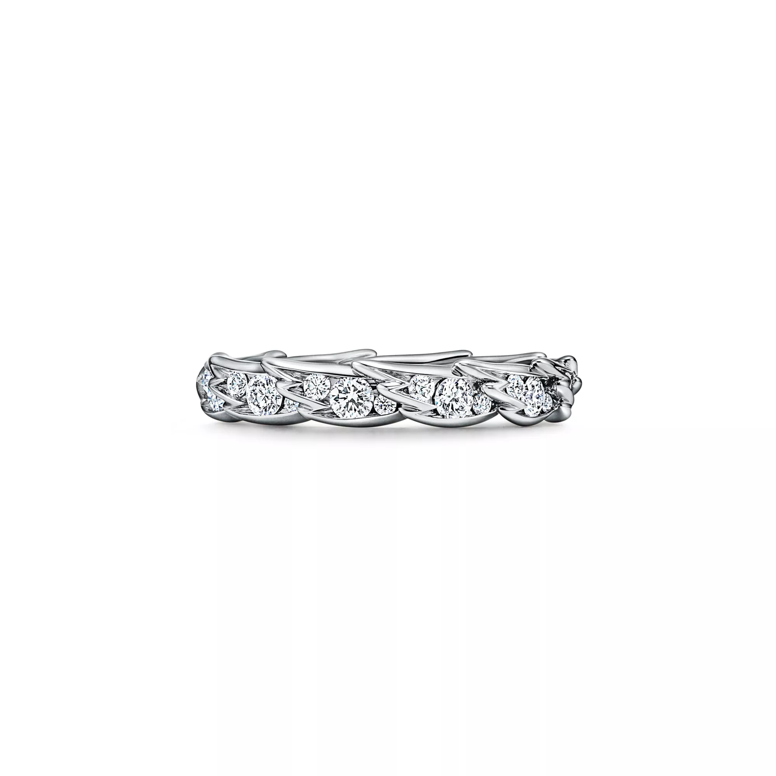 Wings Narrow Ring in Platinum with Diamonds