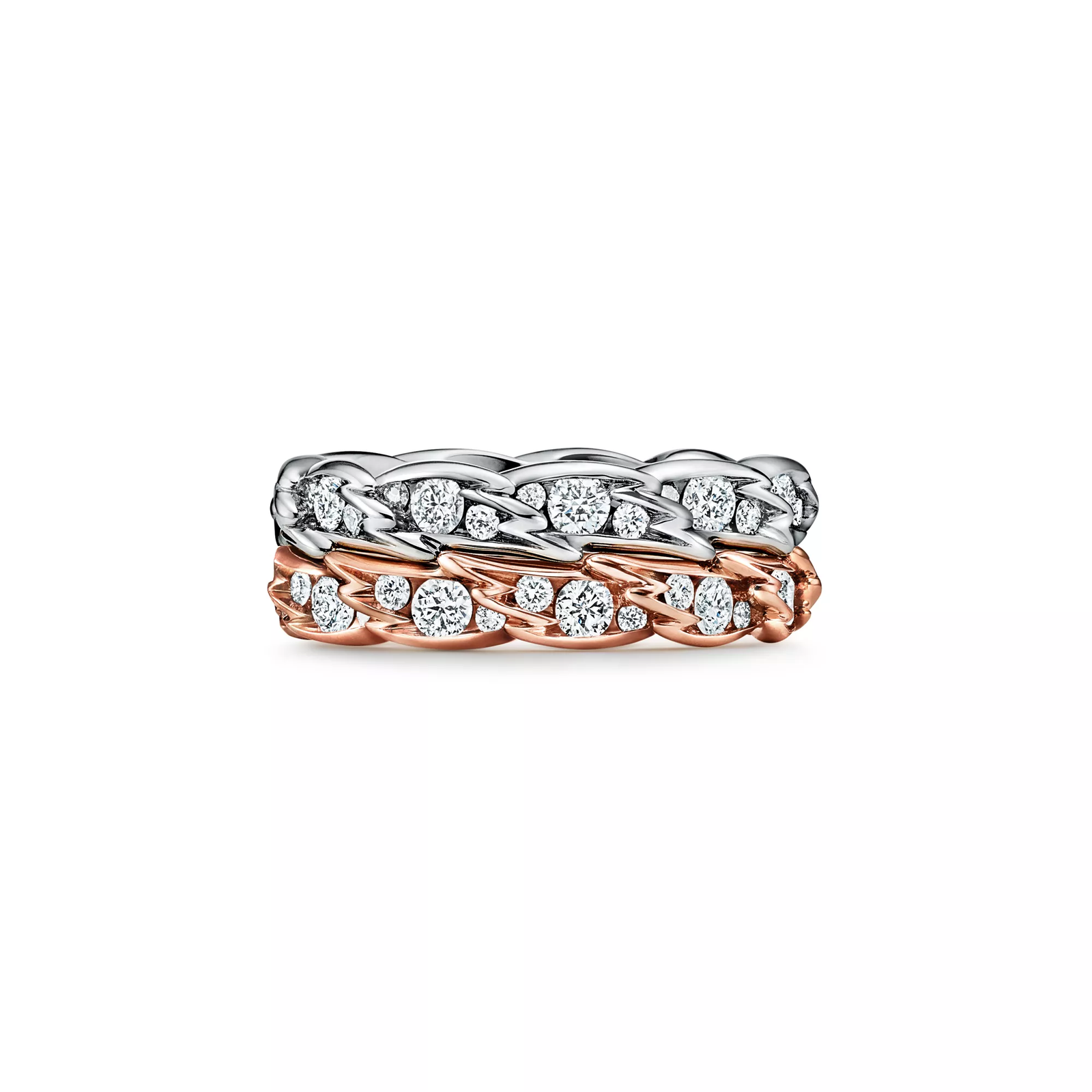 Wings Narrow Ring in Platinum with Diamonds