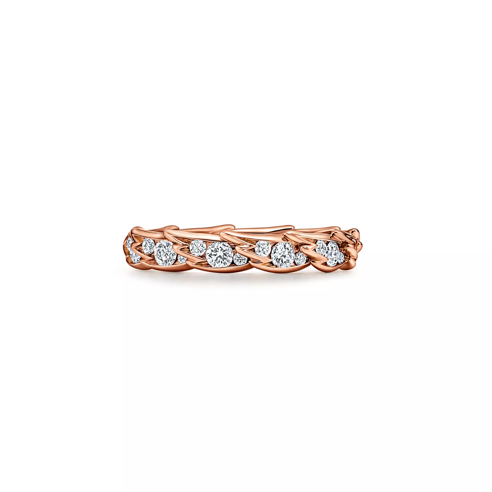 Wings Narrow Ring in Rose Gold with Diamonds
