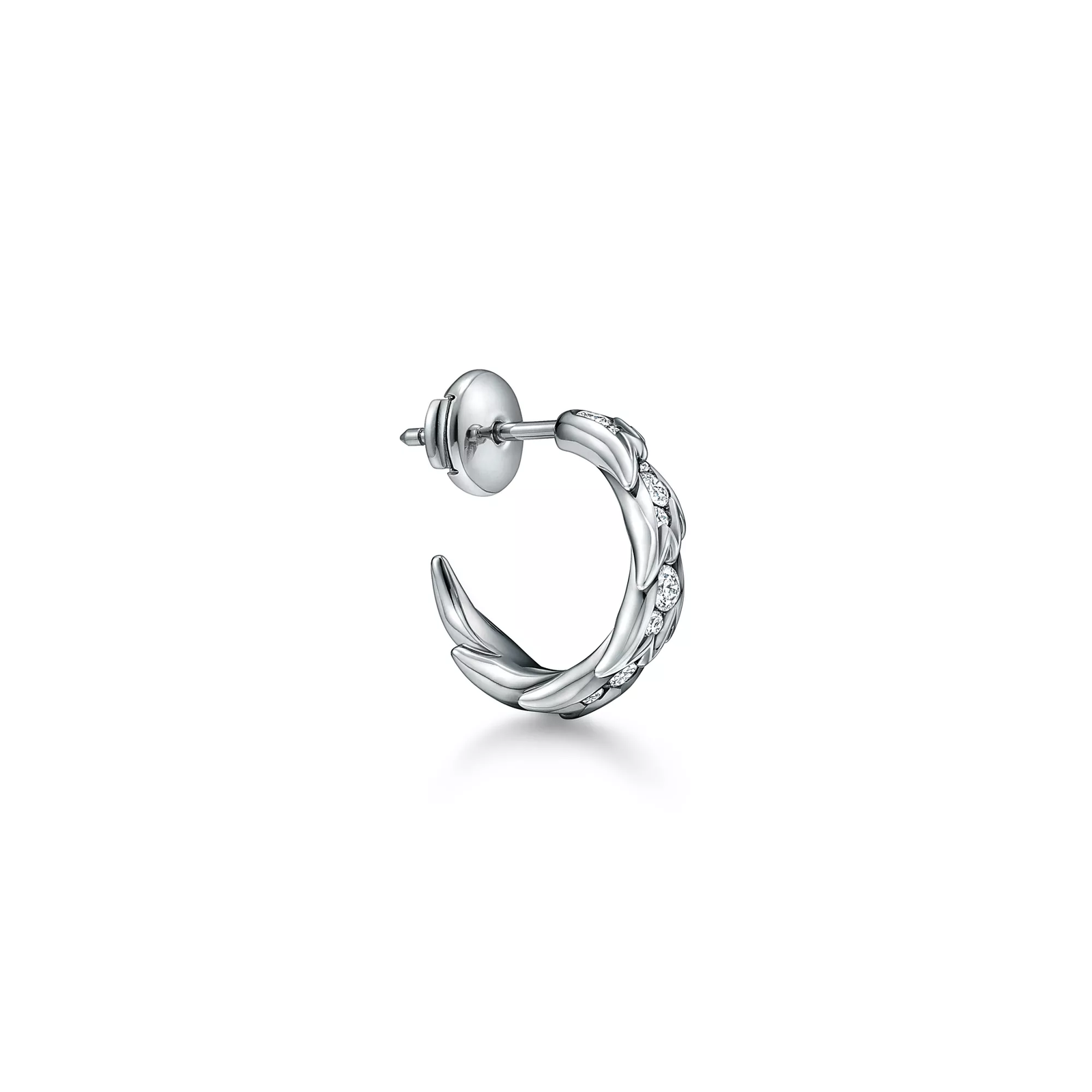 Wings Hoop Earrings in Platinum with Diamonds