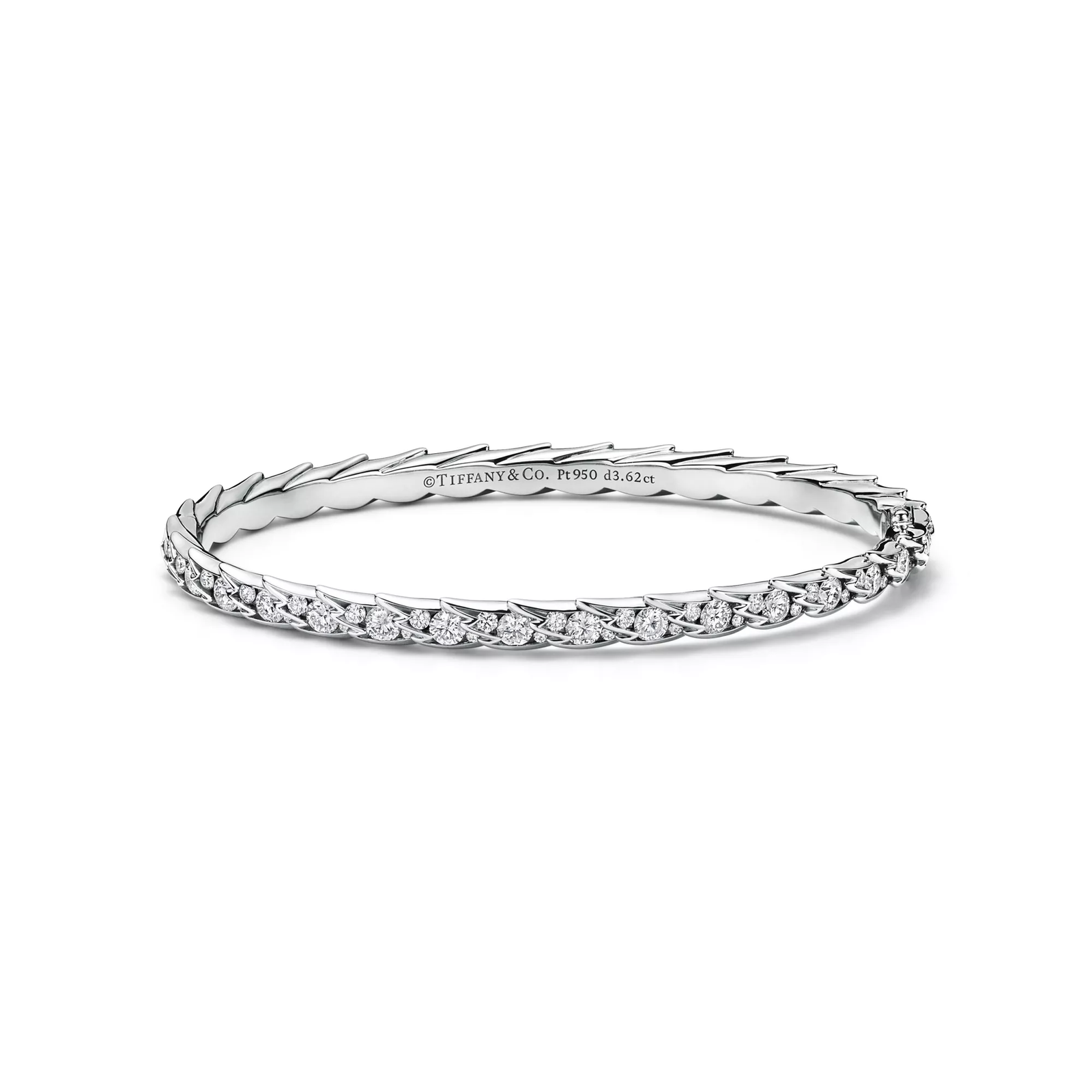 Wings Narrow Bangle in Platinum with Diamonds