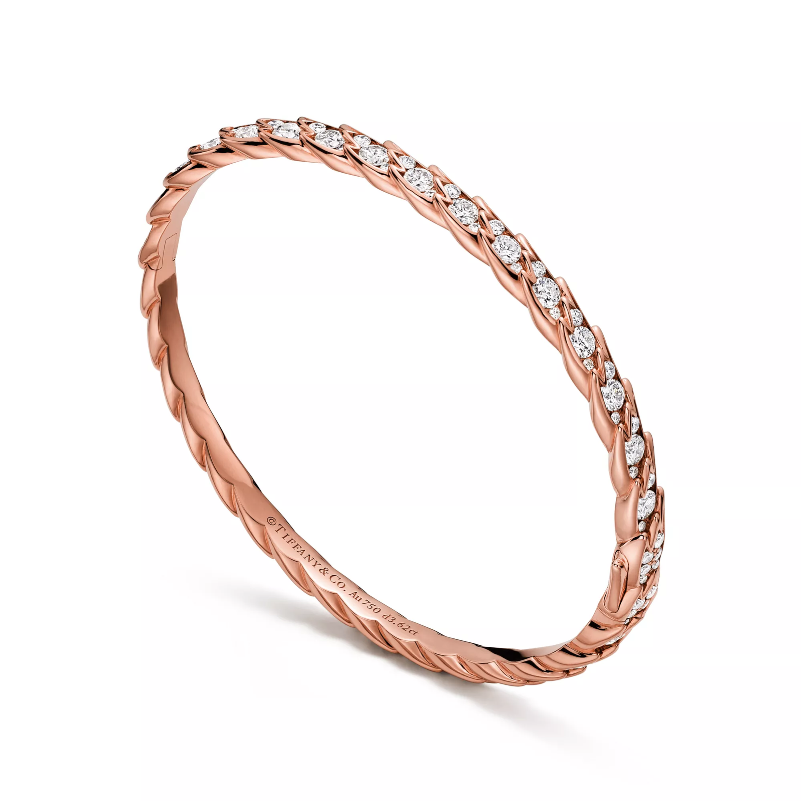 Wings Narrow Bangle in Rose Gold with Diamonds