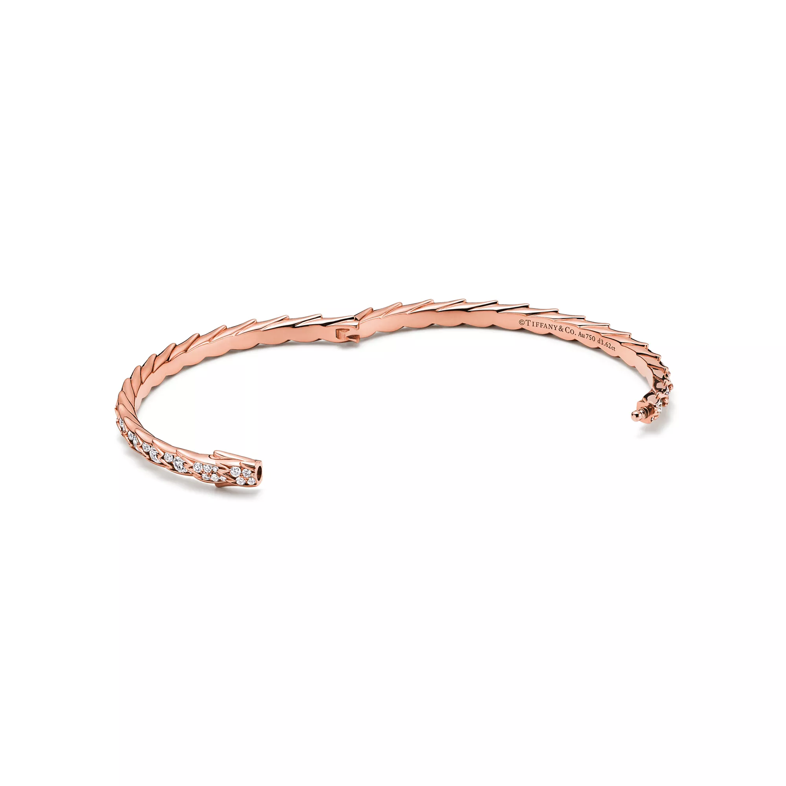 Wings Narrow Bangle in Rose Gold with Diamonds