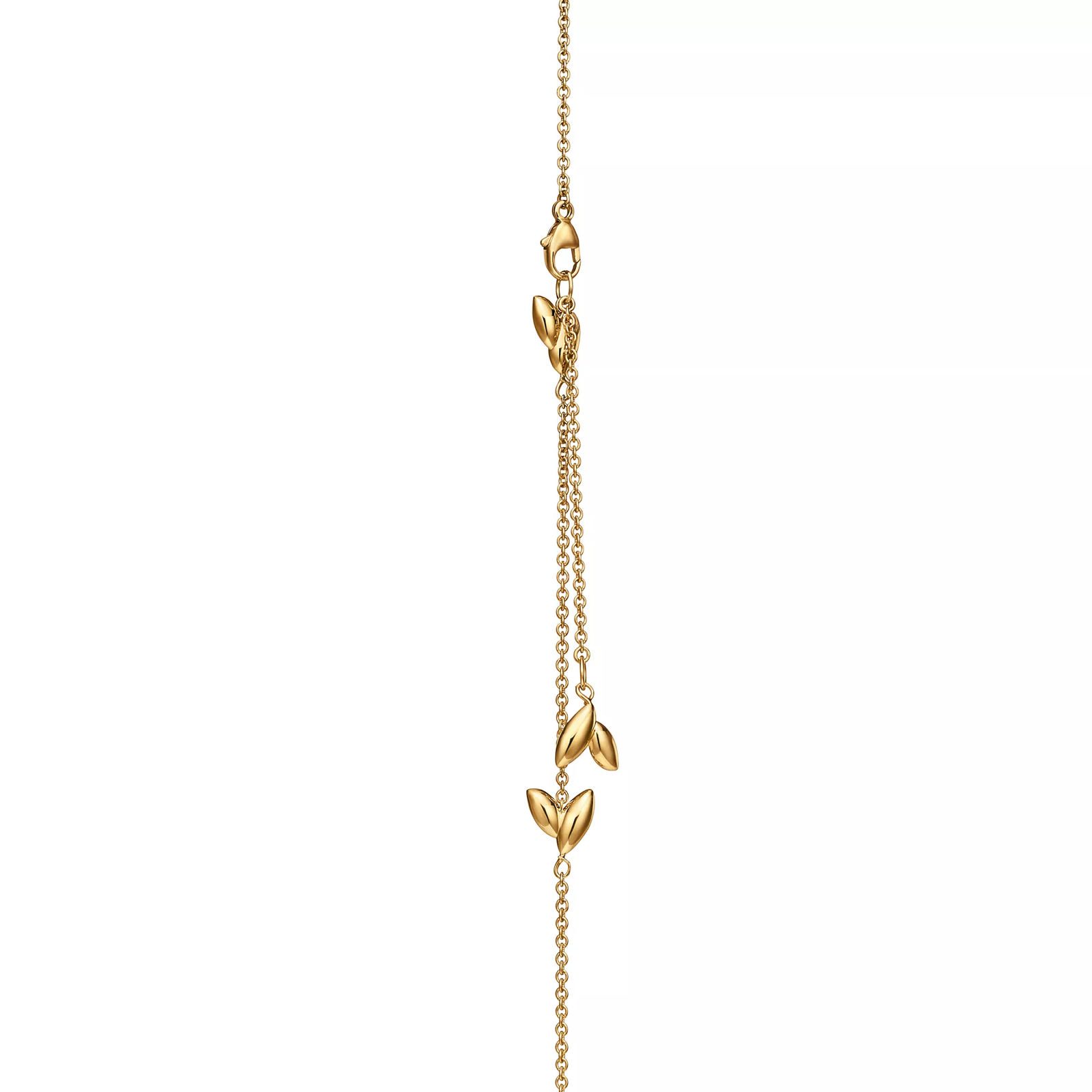 Olive Leaf Amethyst Pendant in Yellow Gold with Diamonds