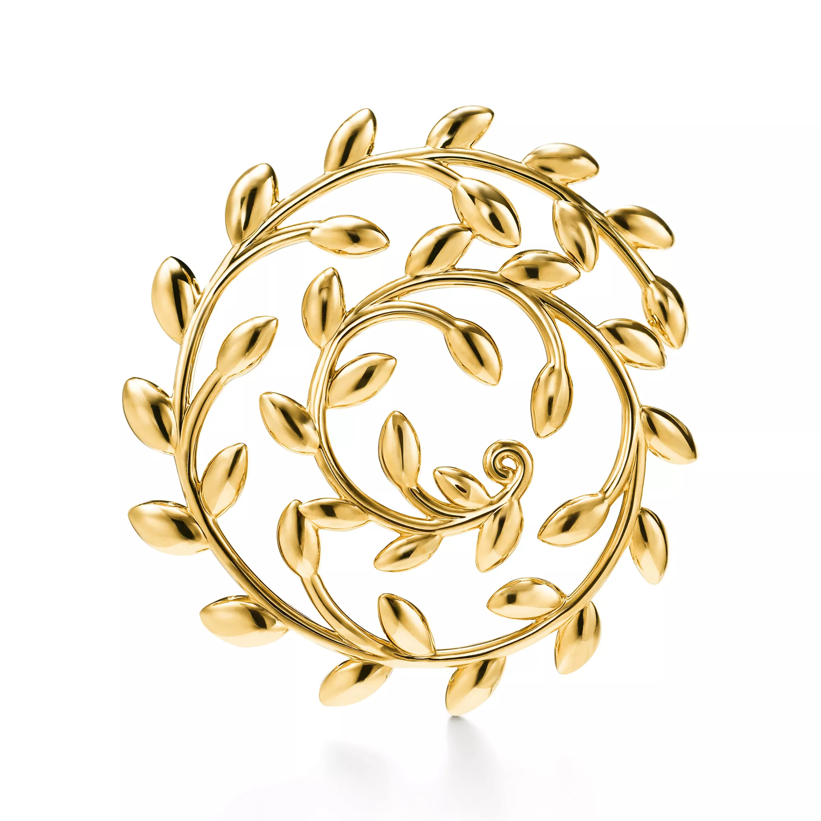 Olive Leaf Brooch in Yellow Gold