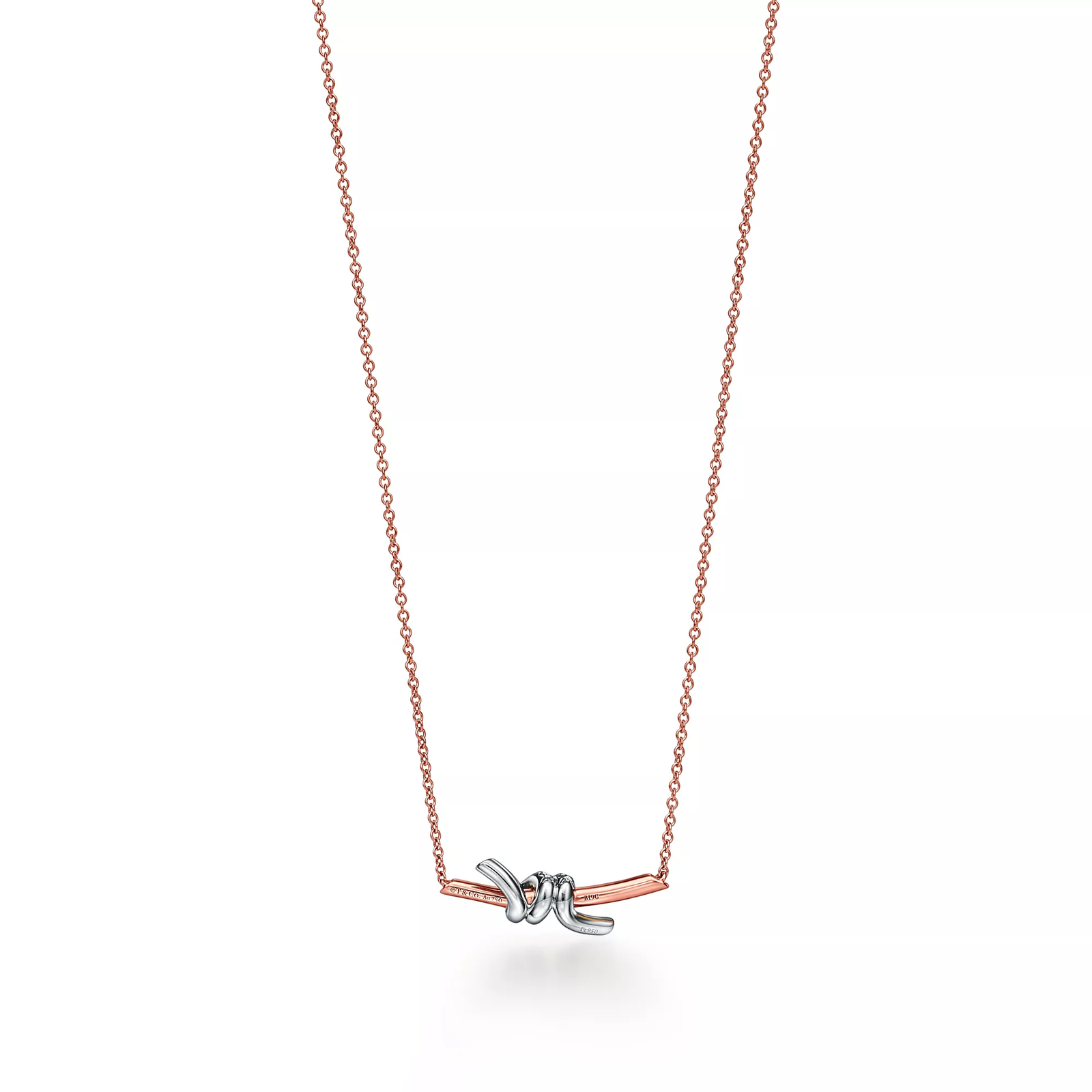 Small Pendant in Rose Gold and Platinum with Diamonds