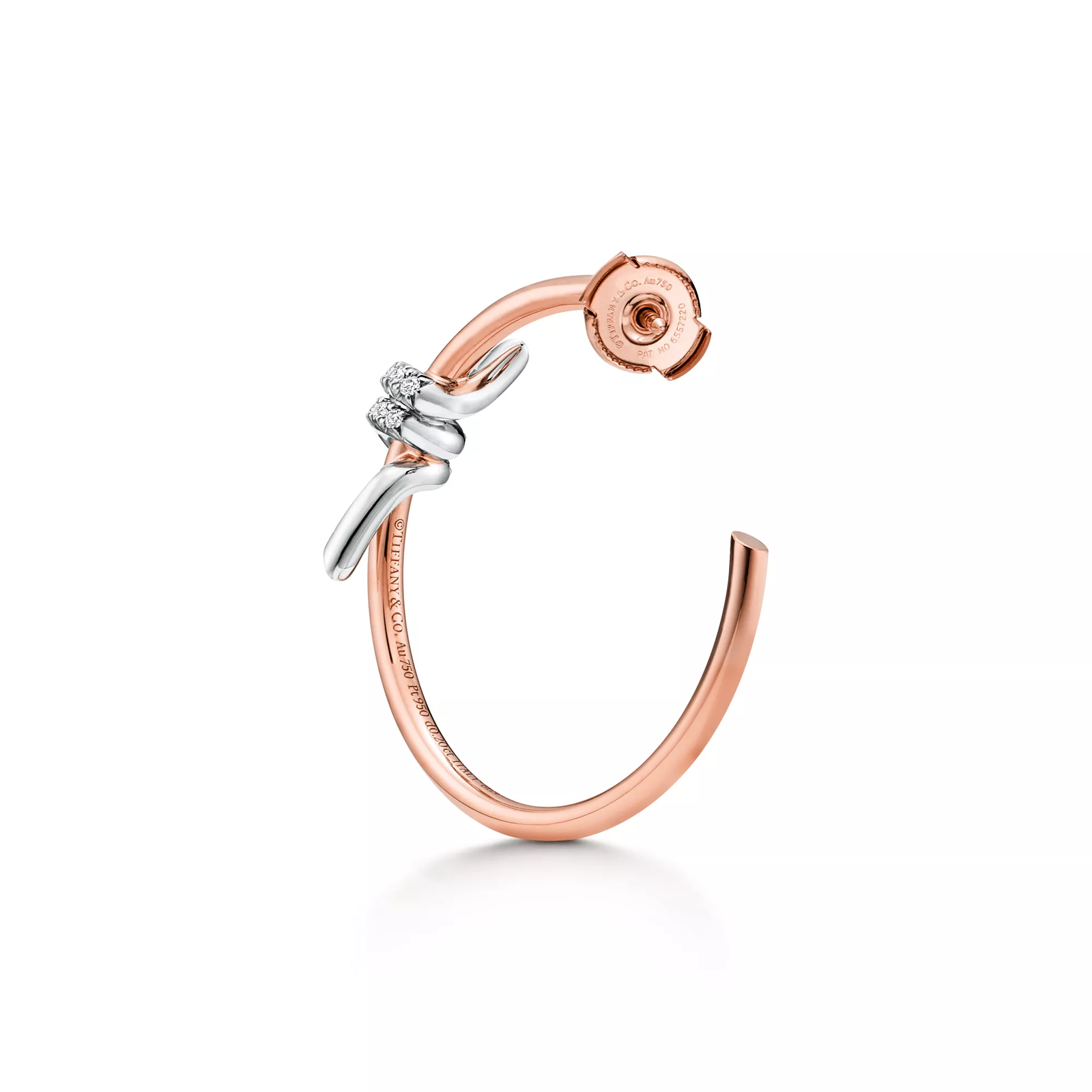 Large Hoop Earrings in Rose Gold and Platinum with Diamonds