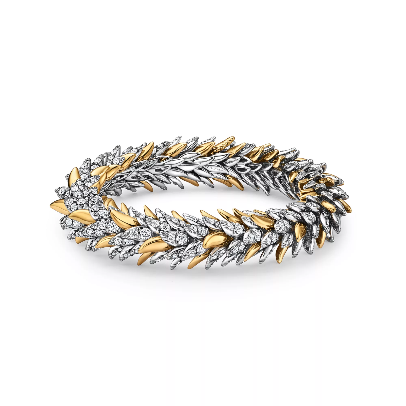 Feathers Bracelet in Platinum and Yellow Gold