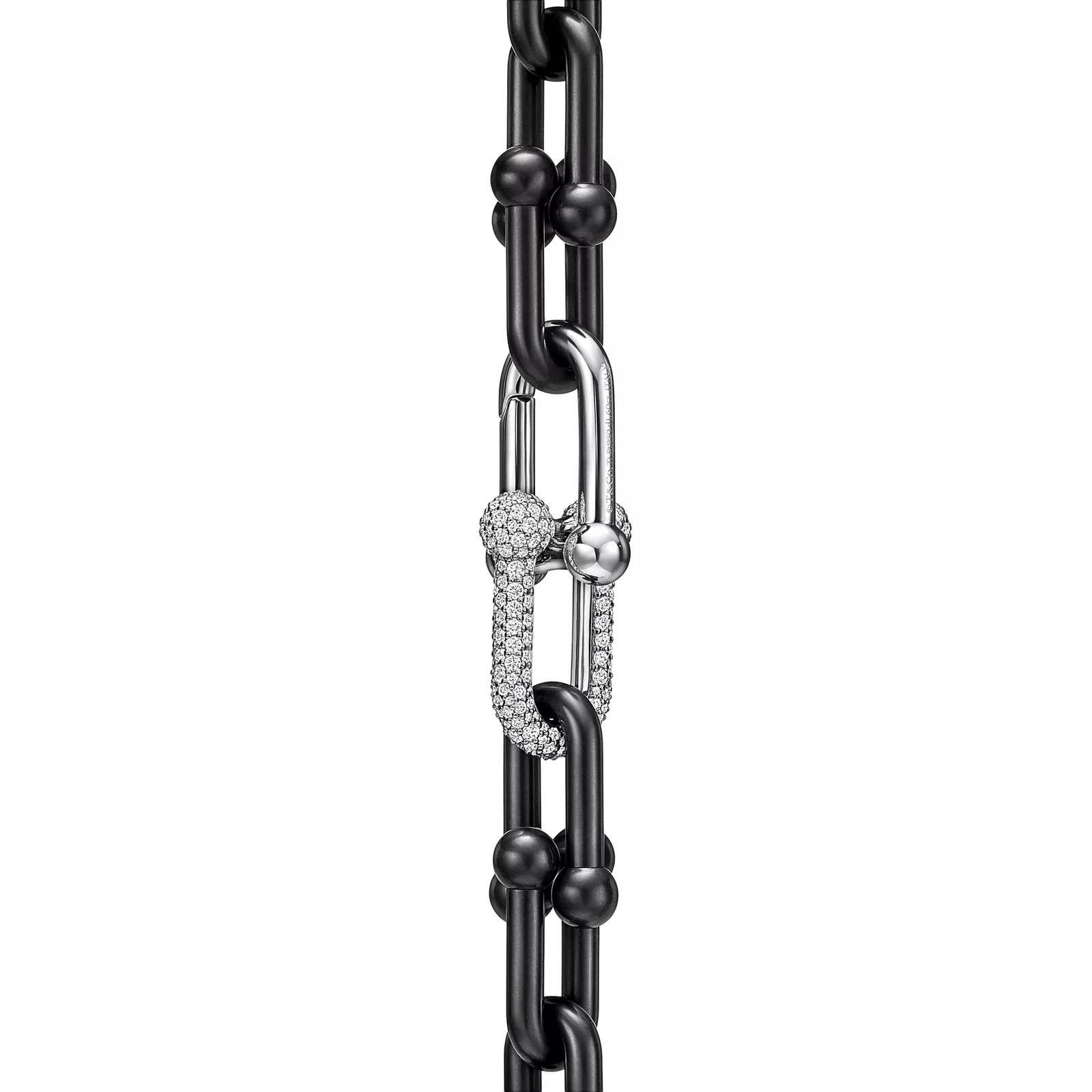 Large Link Bracelet in Titanium and Platinum with Diamonds