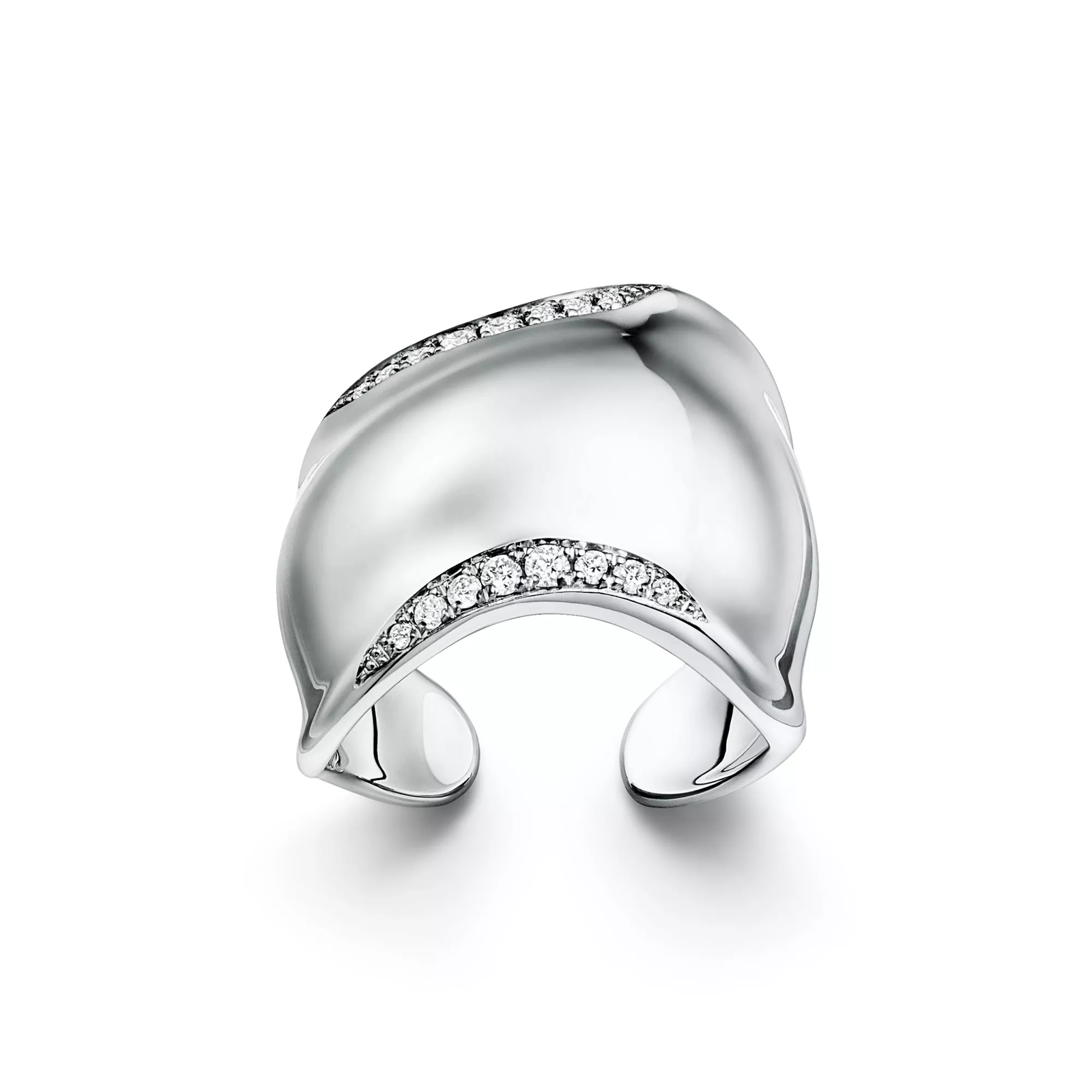 Bone Ring in Platinum with Diamonds