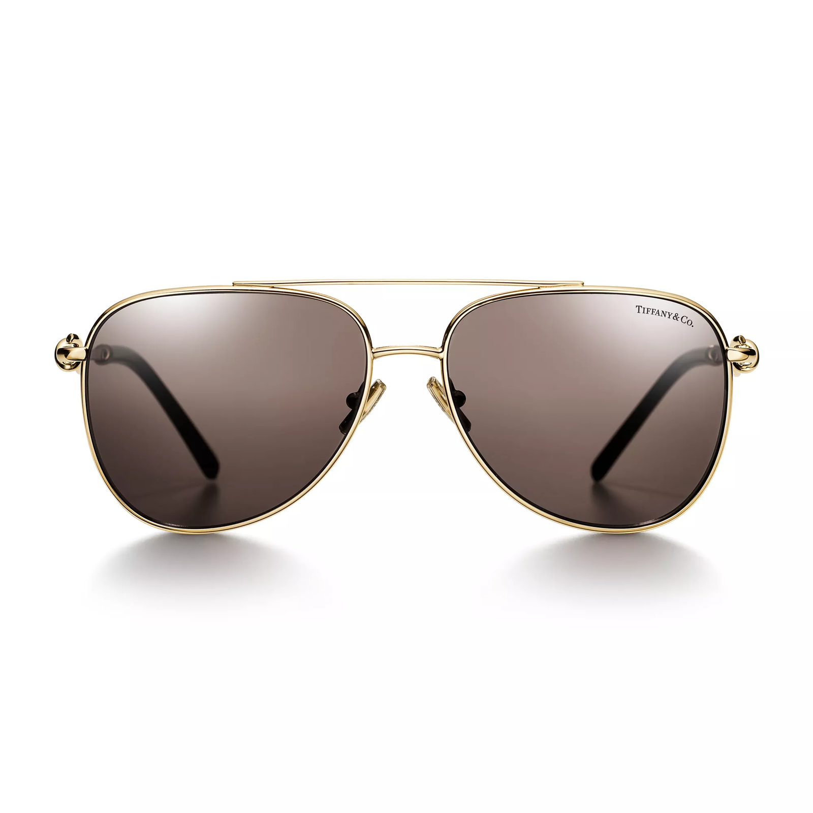 Sunglasses in Pale Gold-colored Metal with Light Brown Lenses