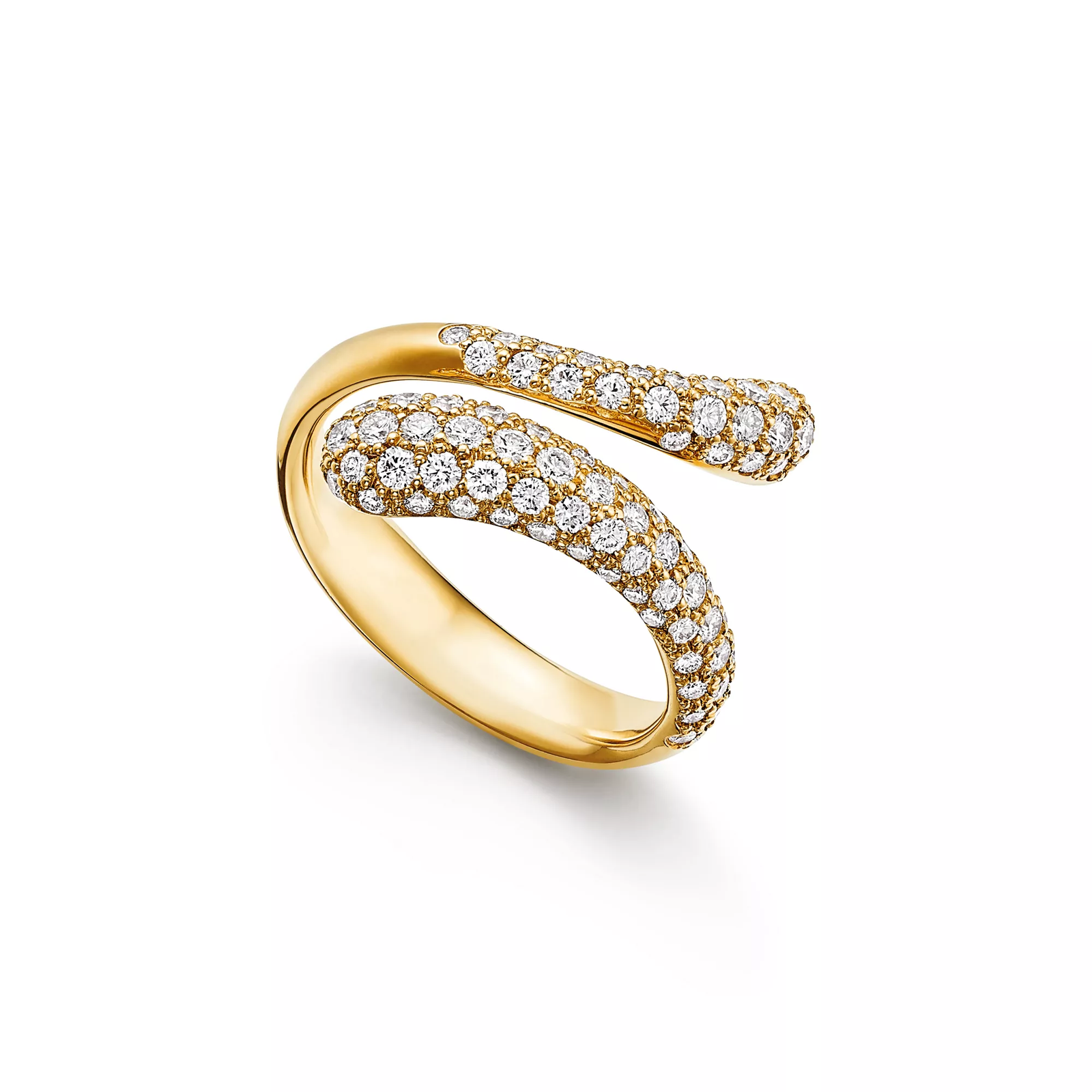Teardrop Ring in Yellow Gold with Pave Diamonds