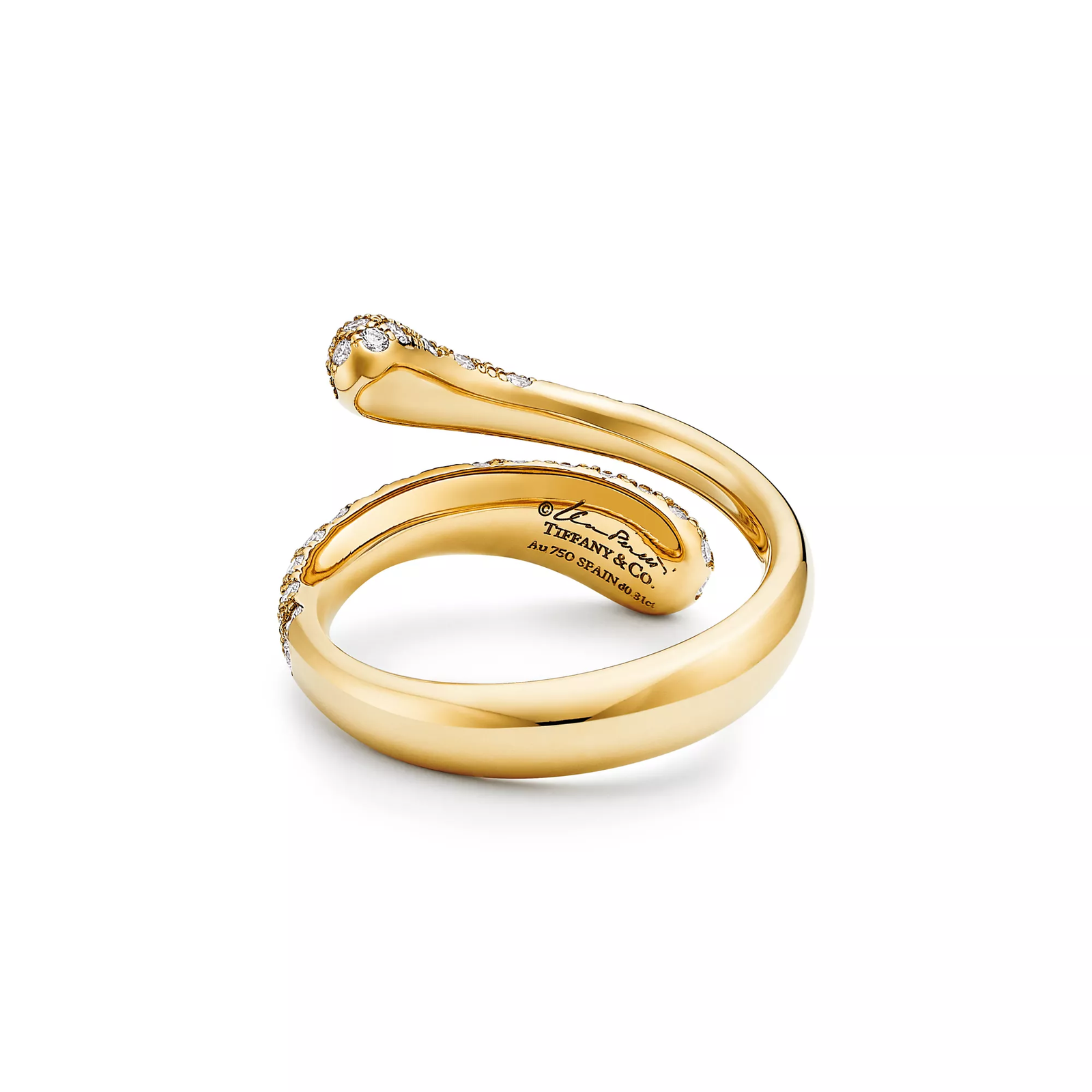 Teardrop Ring in Yellow Gold with Pave Diamonds