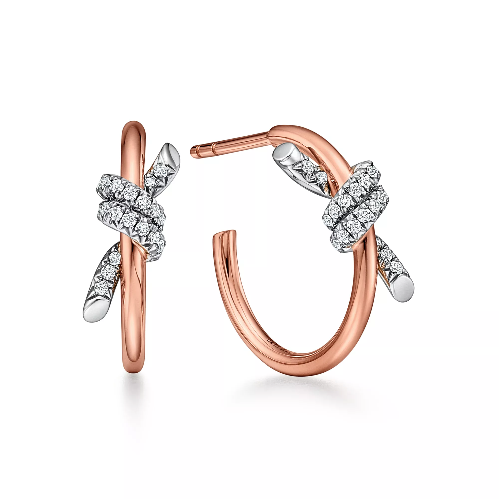 Hoop Earrings in Rose Gold and Platinum with Diamonds