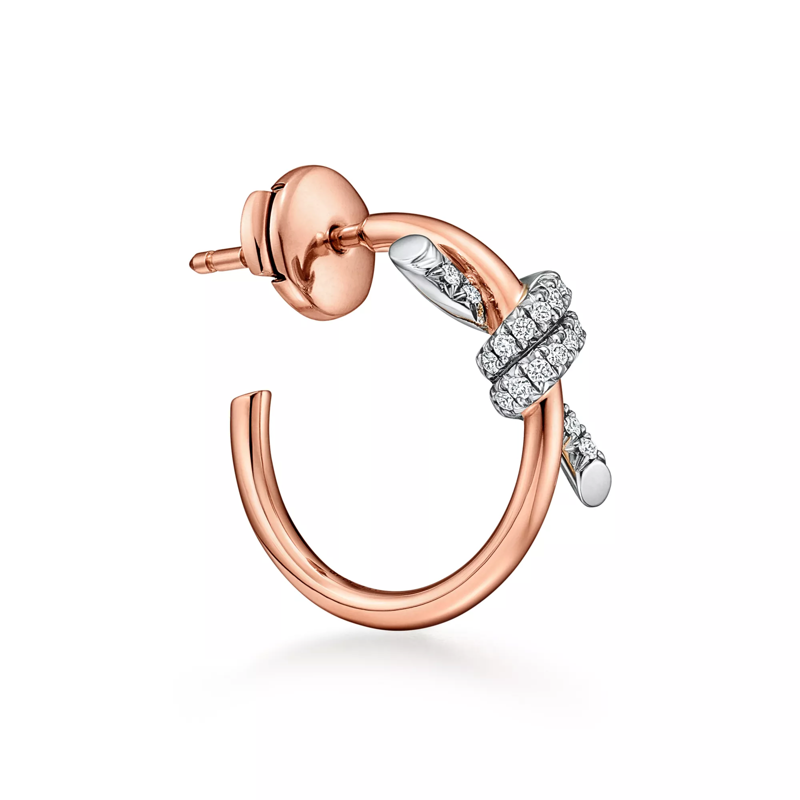 Hoop Earrings in Rose Gold and Platinum with Diamonds