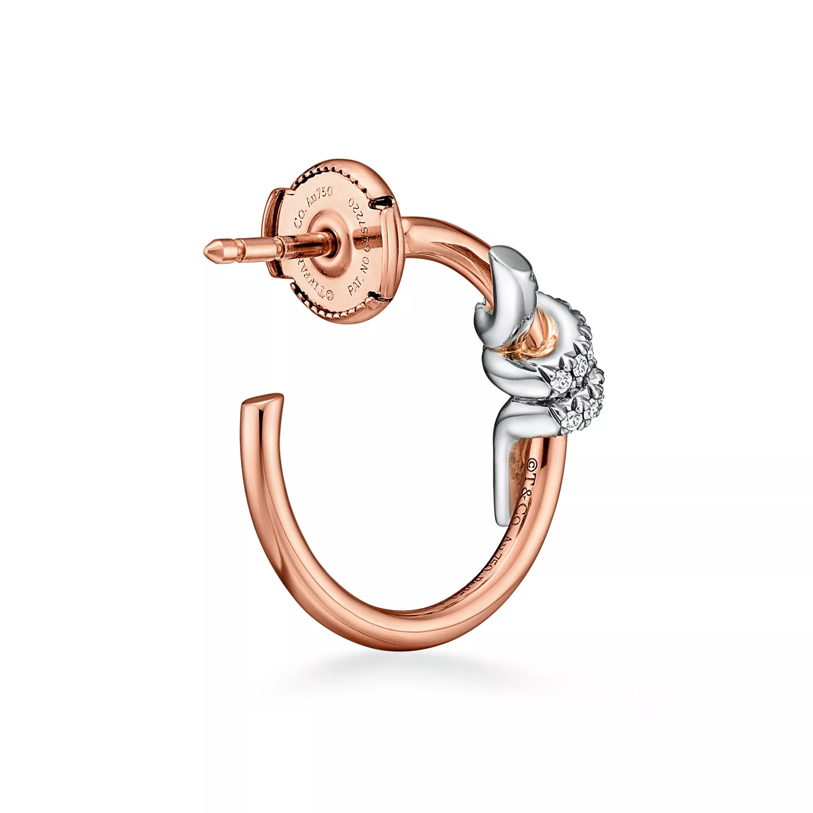 Hoop Earrings in Rose Gold and Platinum with Diamonds