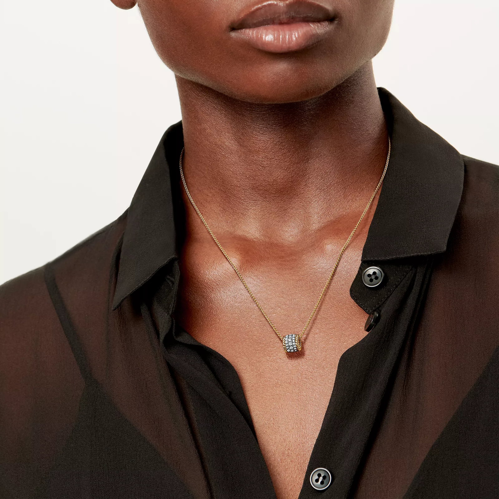 Rolo Pendant in Yellow Gold and Platinum with Diamonds