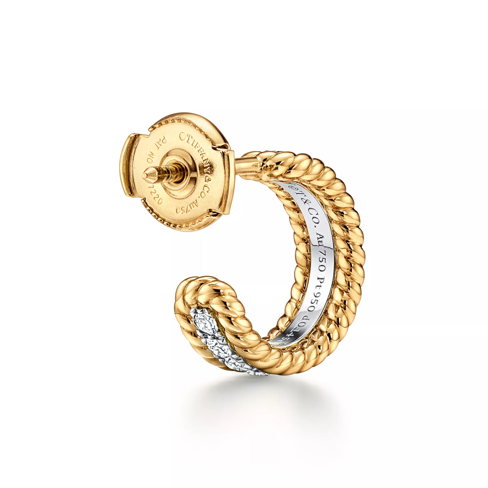 Huggie Earrings in Yellow Gold and Platinum with Diamonds