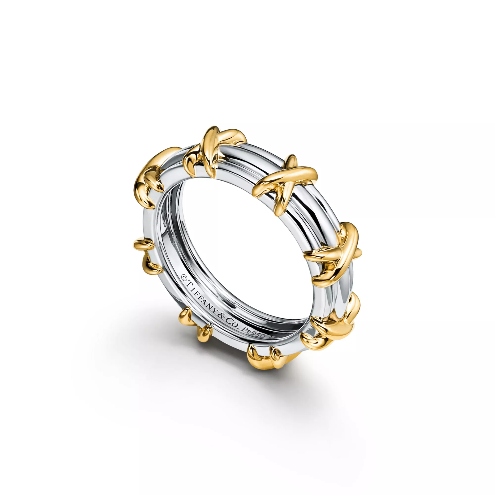 Band Ring in Platinum and Yellow Gold, 4.5 mm Wide