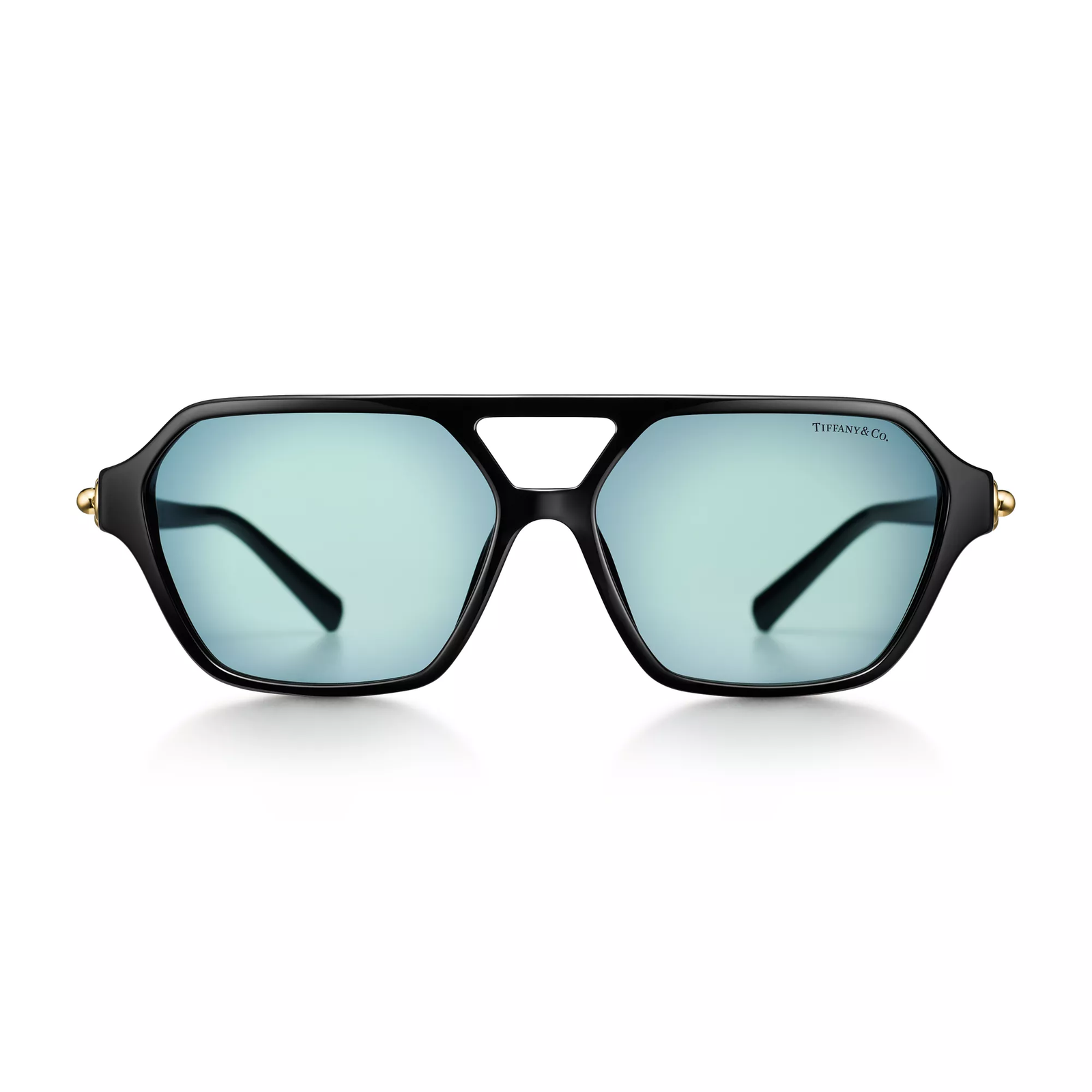 Sunglasses in Black Acetate with Tiffany Blue Lenses