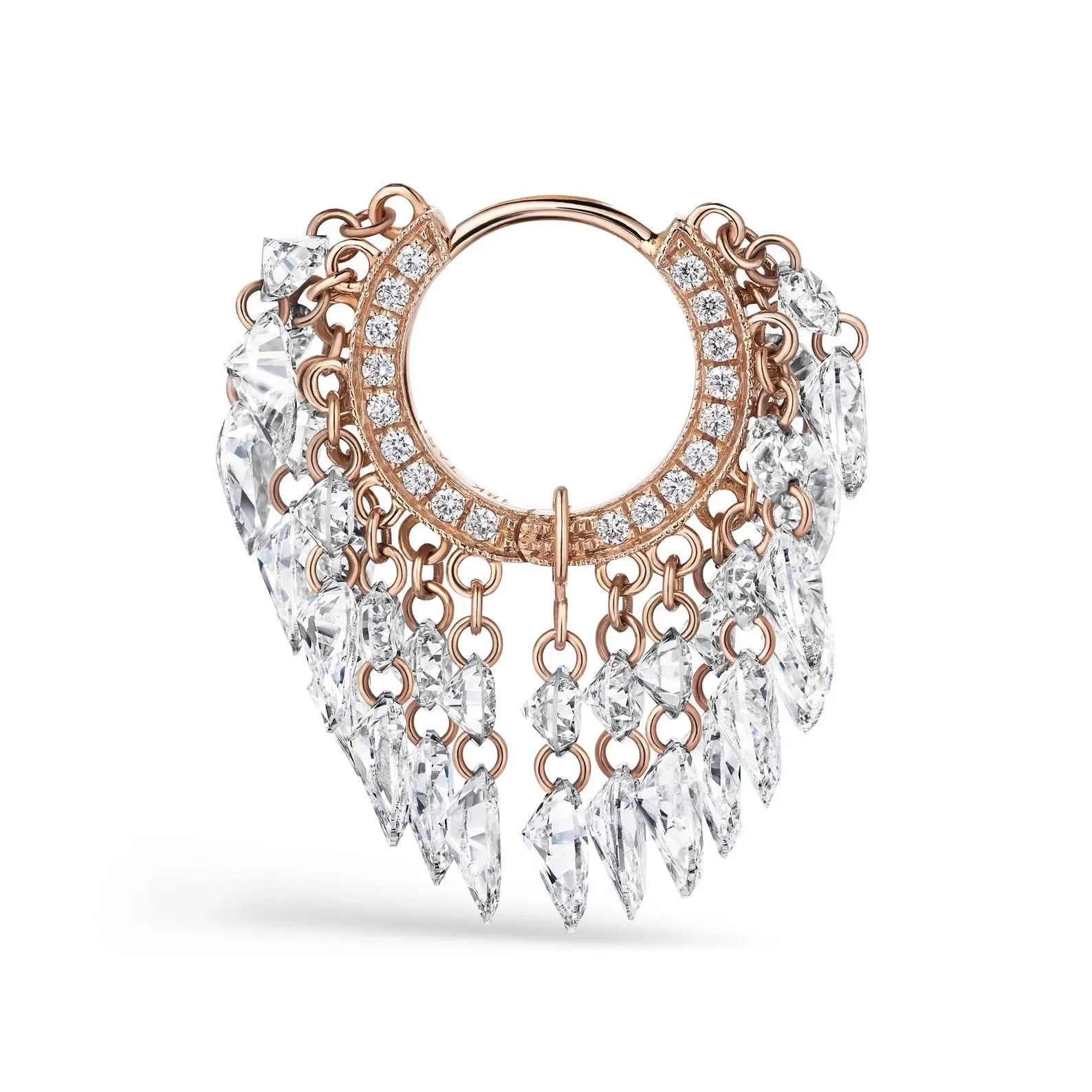 Floating Diamond Tassel Hoop Earring